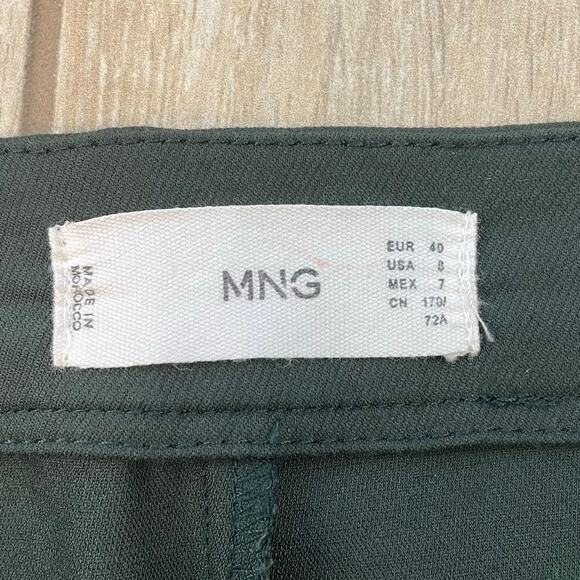 MNG Mango Womens Pants US 8 Green Cropped Stretch Straight Leg Trousers Workwear - Picture 3 of 8